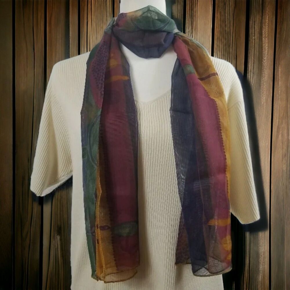 Scarf Shawl Wrap Green Striped Gold Red Blue Oblong Korea Scarve Clothing Neck